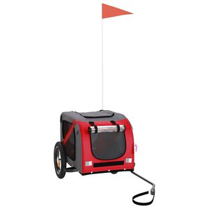 vidaXL Remolque de bicicleta mascotas hierro tela Oxford rojo gris