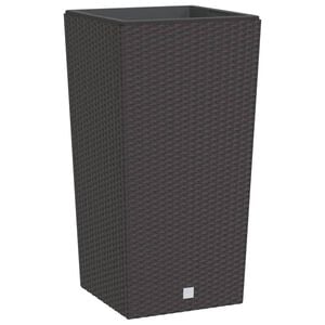 vidaXL Macetero con interior extra&iacute;ble PP rat&aacute;n marr&oacute;n 21/49 L