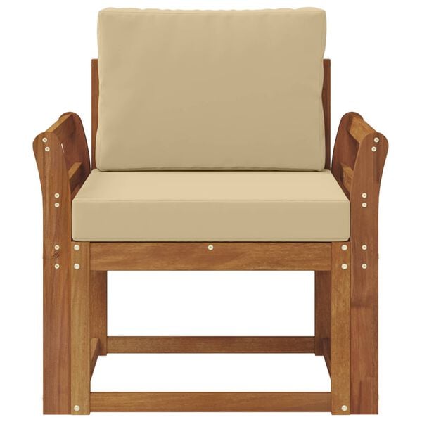 vidaXL Sof&aacute; de exterior Madera de Acacia S&oacute;lida y Poli&eacute;ster Natural