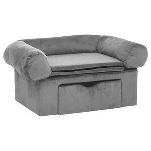 vidaXL Sof&aacute; para perros con caj&oacute;n felpa gris 75x50x38 cm