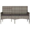 vidaXL Banco de jardín de 3 plazas con cojines ratán sintético gris