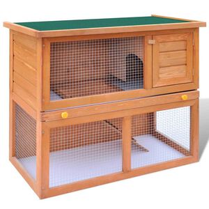vidaXL Jaula de madera para conejos peque&ntilde;os de exterior con 1 puerta