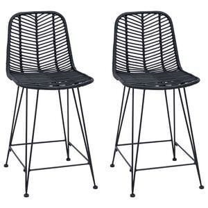 vidaXL Silla de Bar 2 pcs Negro 44,5 x 54,5 x 97,5 cm Ratan e Hierro
