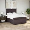 vidaXL Cama box spring con colch&oacute;n tela marr&oacute;n oscuro 140x190 cm