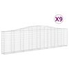 vidaXL Cestas de gaviones 9 uds forma de arco hierro 400x30x100/120 cm