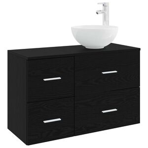 vidaXL Juego de muebles de ba&ntilde;o 2 uds. Roble Negro