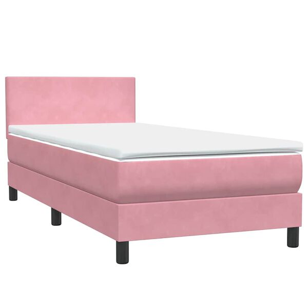 vidaXL Cama box spring con colch&oacute;n terciopelo rosa 80x220 cm
