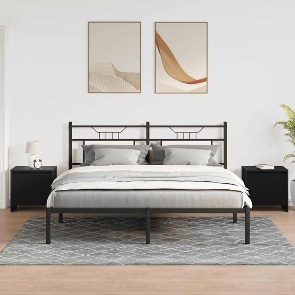 vidaXL Mesitas de noche 2 uds madera ingenier&iacute;a negro 45x34x44,5 cm