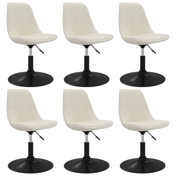 vidaXL Silla de comedor giratoria 6 uds terciopelo crema
