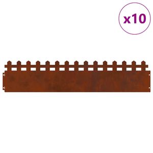 vidaXL Borduras para c&eacute;sped 10 pcs Oxidado 103 x 0,05 x 22 cm