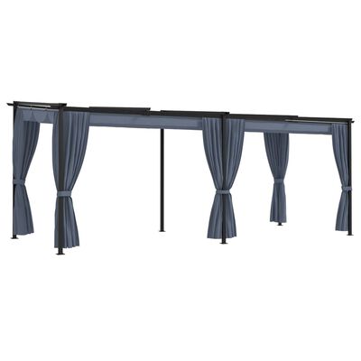 vidaXL Cenador con cortinas acero gris antracita 3x6 m