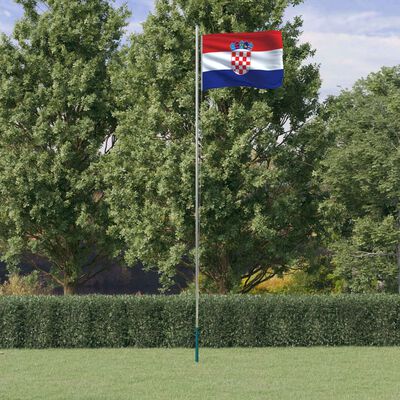 vidaXL Mástil y bandera de Croacia aluminio 6,23 m