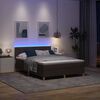vidaXL Cama Box Spring LED con colch&oacute;n Marr&oacute;n Oscuro 160 x 200 cm tela