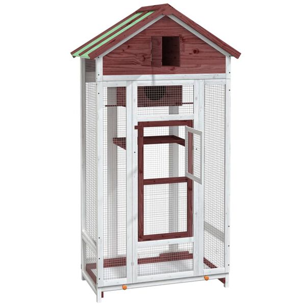 vidaXL Casita para p&aacute;jaros madera maciza pino color moca 91,5x53x170cm