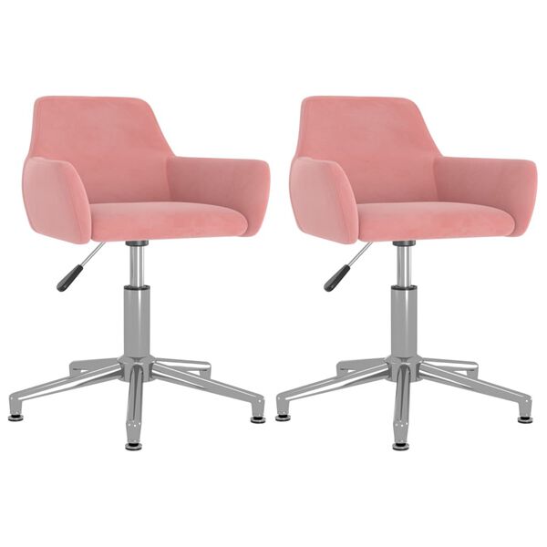 vidaXL Sillas de comedor giratorias 2 unidades terciopelo rosa
