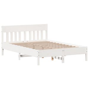 vidaXL Estructura de cama sin colch&oacute;n madera de pino blanco 135x190 cm