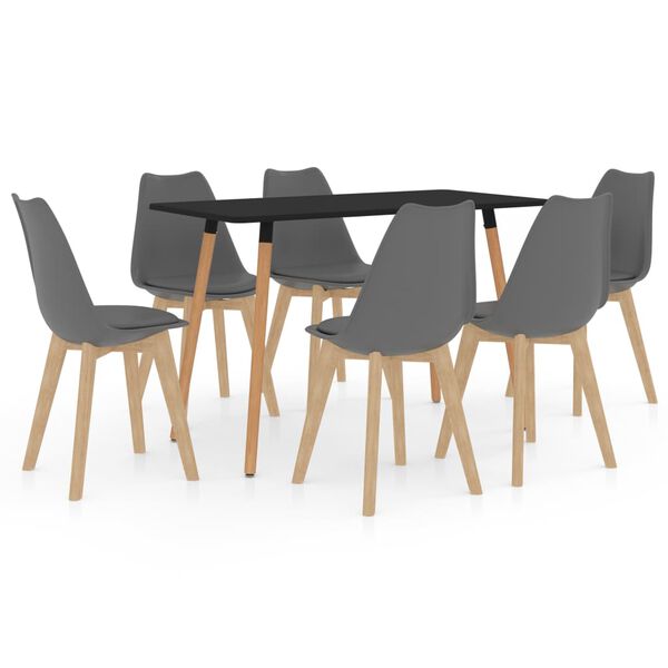 vidaXL Juego de comedor 7 piezas gris