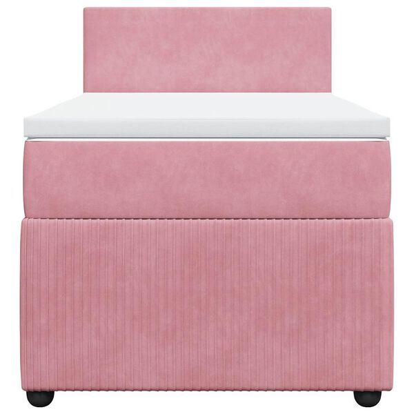vidaXL Cama box spring con colch&oacute;n terciopelo rosa 80x200 cm