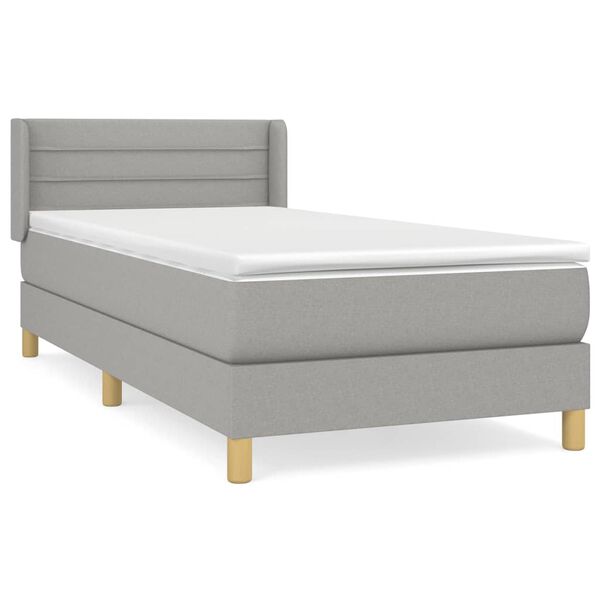 vidaXL Cama box spring con colch&oacute;n tela gris claro 80x200 cm