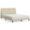 vidaXL Estructura de cama sin colch&oacute;n Hvar tela color crema 140x190 cm