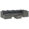 vidaXL Set de muebles de jard&iacute;n 7 pzas y cojines rat&aacute;n sint&eacute;tico gris