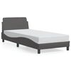 vidaXL Estructura de cama Dover cuero sint&eacute;tico gris 90x200 cm