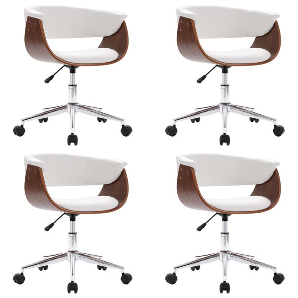 vidaXL Sillas de comedor giratorias 4 unidades cuero sint&eacute;tico blanco