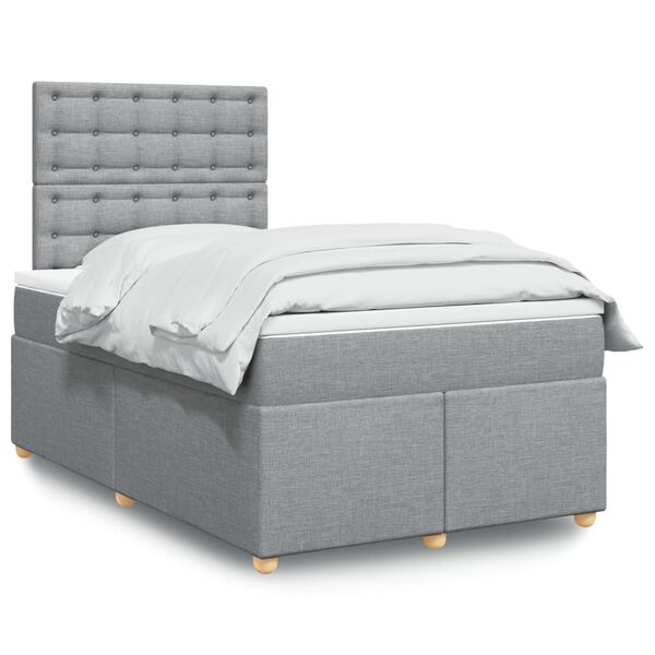 vidaXL Cama box spring con colch&oacute;n tela gris claro 120x190 cm