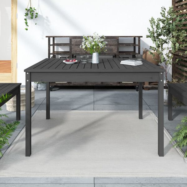 vidaXL Mesa de jard&iacute;n madera maciza pino gris 121x82,5x76 cm