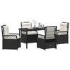 vidaXL Conjunto de Comedor de Jard&iacute;n 5 pcs Negro rat&aacute;n sint&eacute;tico
