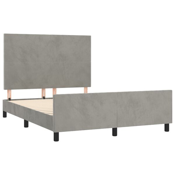 vidaXL Estructura de cama sin colch&oacute;n terciopelo gris claro 140x190 cm