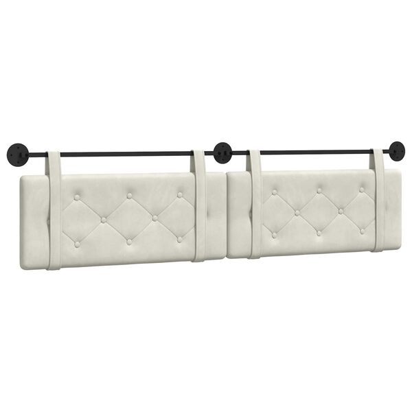 vidaXL Cabecera Colgante Crema 210 x 55 x 5 cm Terciopelo