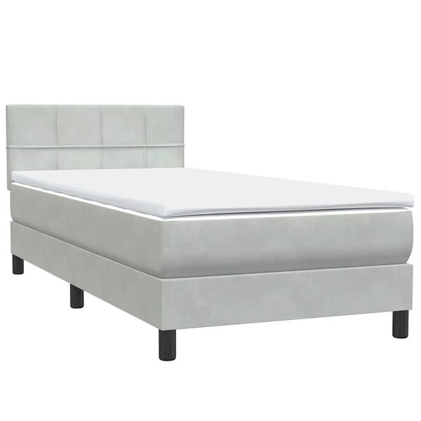 vidaXL Cama box spring con colch&oacute;n terciopelo gris claro 80x210 cm