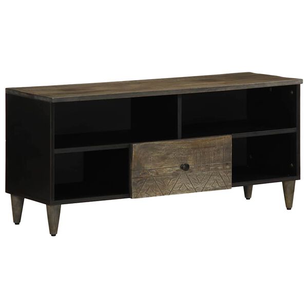 vidaXL Mueble de TV madera maciza de mango negro 100x33x46 cm