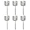 vidaXL Anclajes de valla 6 uds acero galvanizado plateado 8x6x30 cm
