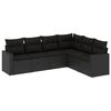 vidaXL Set de sof&aacute;s de jard&iacute;n 6 piezas y cojines rat&aacute;n sint&eacute;tico negro