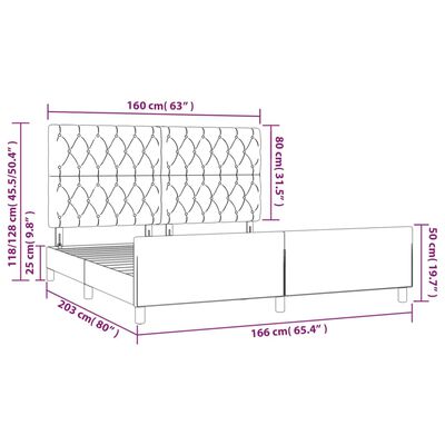 vidaXL Estructura de cama con cabecero de terciopelo negro 160x200 cm