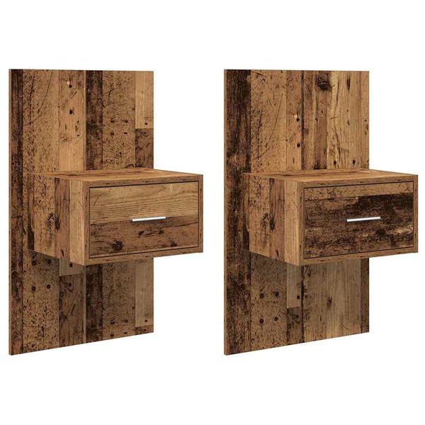 vidaXL Armario de Noche con caj&oacute;n 2 pcs Madera vieja 50 x 32,5 x 80cm