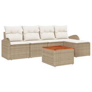 vidaXL Conjunto de sof&aacute;s de jard&iacute;n 6 uds. Beige rat&aacute;n sint&eacute;tico