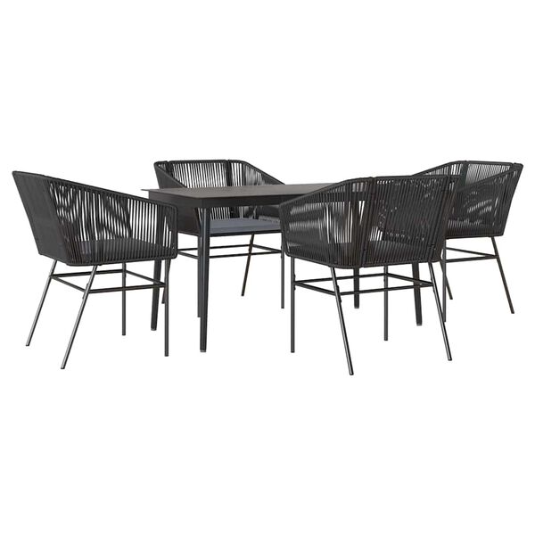 vidaXL Juego de comedor jardín 5 piezas cojines ratán sintético negro