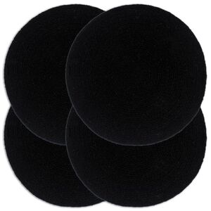 vidaXL Manteles individuales redondos 4 uds algod&oacute;n negro liso 38 cm