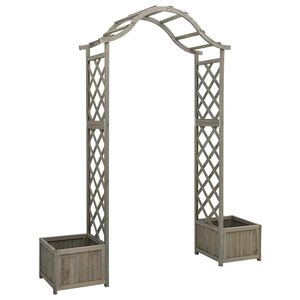 vidaXL P&eacute;rgola de jard&iacute;n con jardinera madera maciza de abeto gris