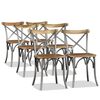 vidaXL Sillas de comedor 6 uds madera de mango respaldo acero cruzado
