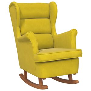 vidaXL Mecedora con respaldo alto de terciopelo amarillo madera maciza