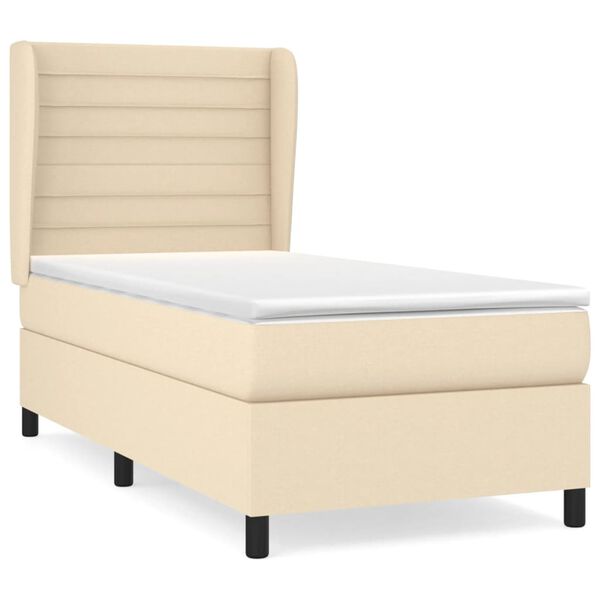vidaXL Cama box spring con colch&oacute;n tela color crema 100x200 cm