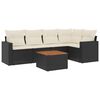 vidaXL Set de sof&aacute;s de jard&iacute;n 6 piezas y cojines rat&aacute;n sint&eacute;tico negro