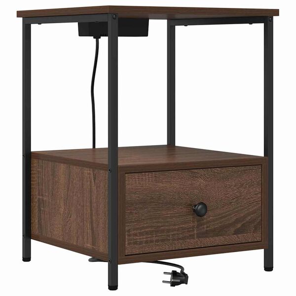 vidaXL Armario de Noche con caj&oacute;n Roble Marr&oacute;n 42 x 41 x 56 cm