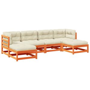 vidaXL Set de sof&aacute;s jard&iacute;n 6 pzas con cojines madera pino marr&oacute;n cera
