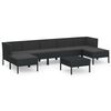 vidaXL Set de muebles de jard&iacute;n 8 pzas y cojines rat&aacute;n sint&eacute;tico negro