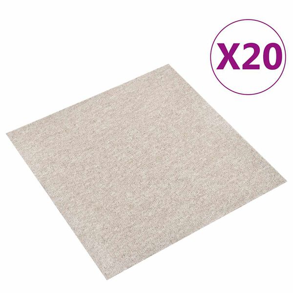 vidaXL Baldosas de suelo de moqueta 20 uds 5 m&sup2; 50x50 cm beige claro